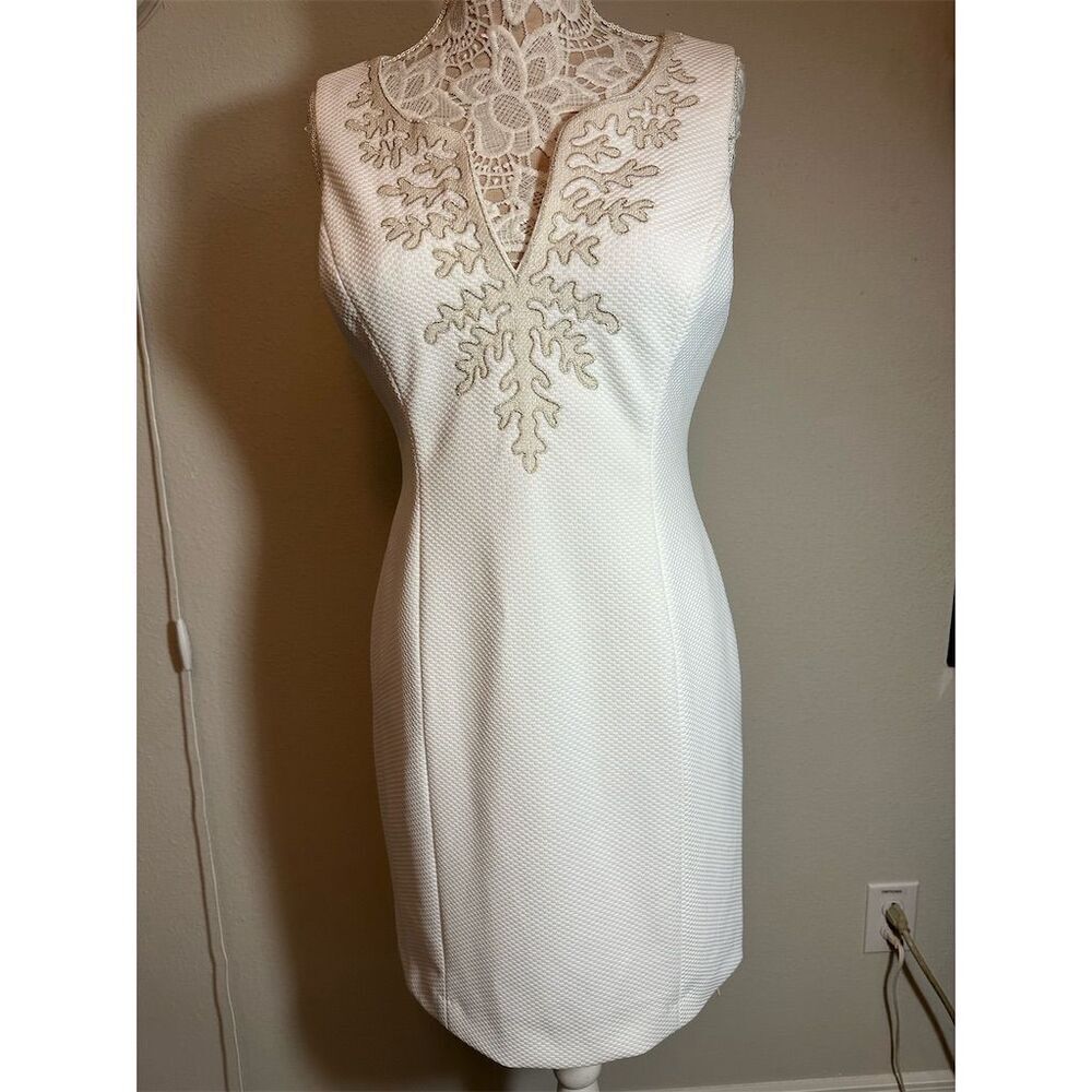 Pappagallo White Sleeveless Embroidered Mini Dress